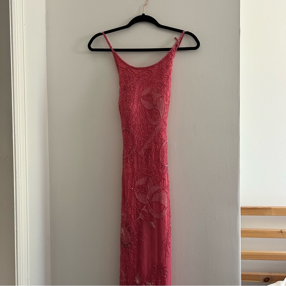 Vintage Adrianna Papelle Beaded Gown pink